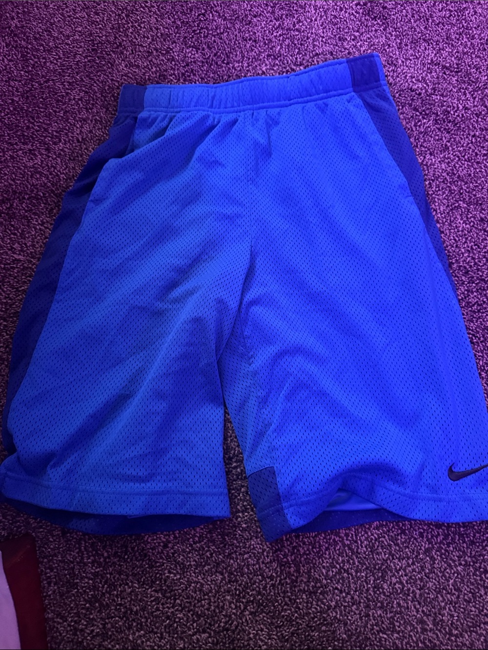 Nike Boy’s Royal Blue Mesh Athletic Shorts with Dark Side Panels